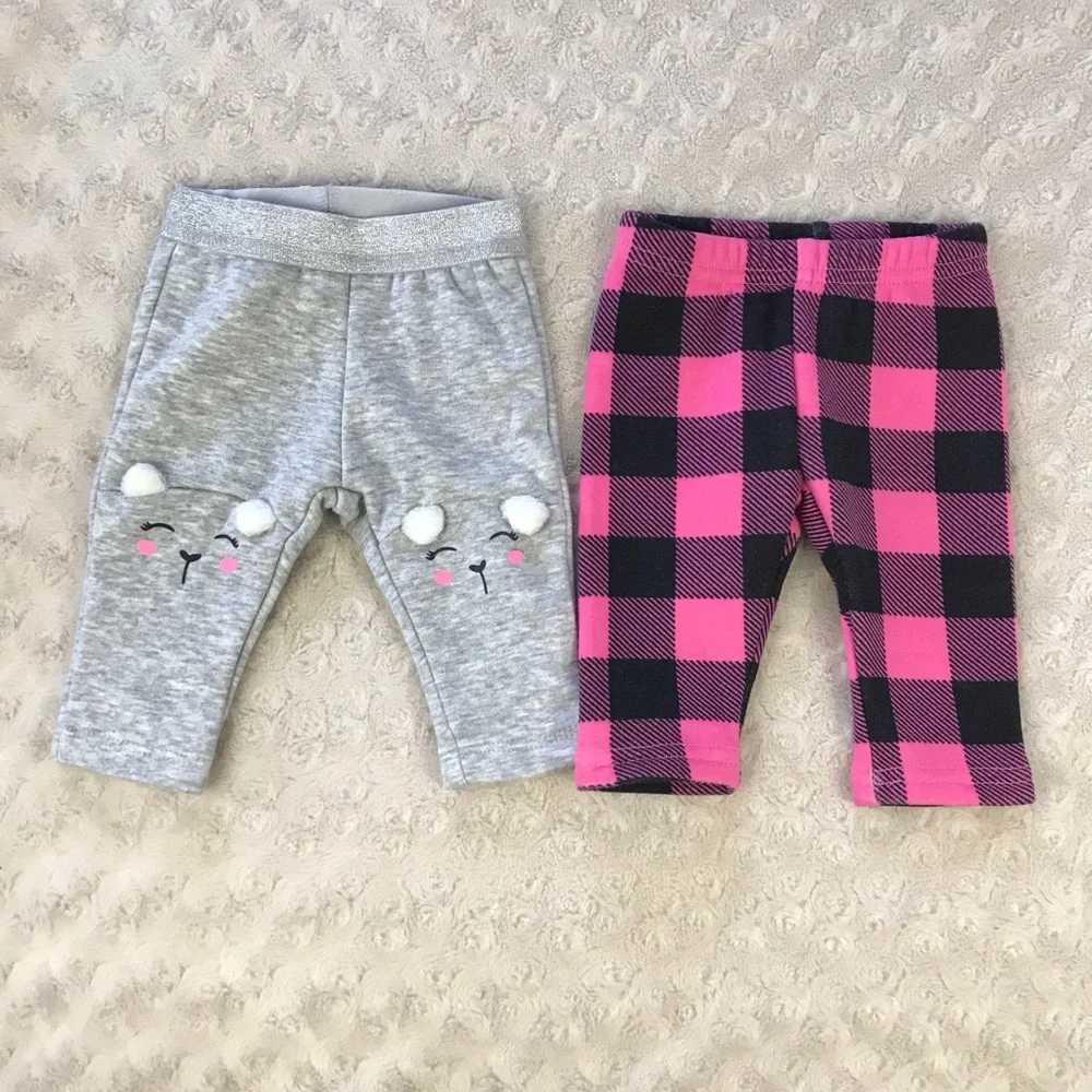 Carter’s Baby Girl Pants Bundle Size 3 Months Pink Black Buffalo Plaid